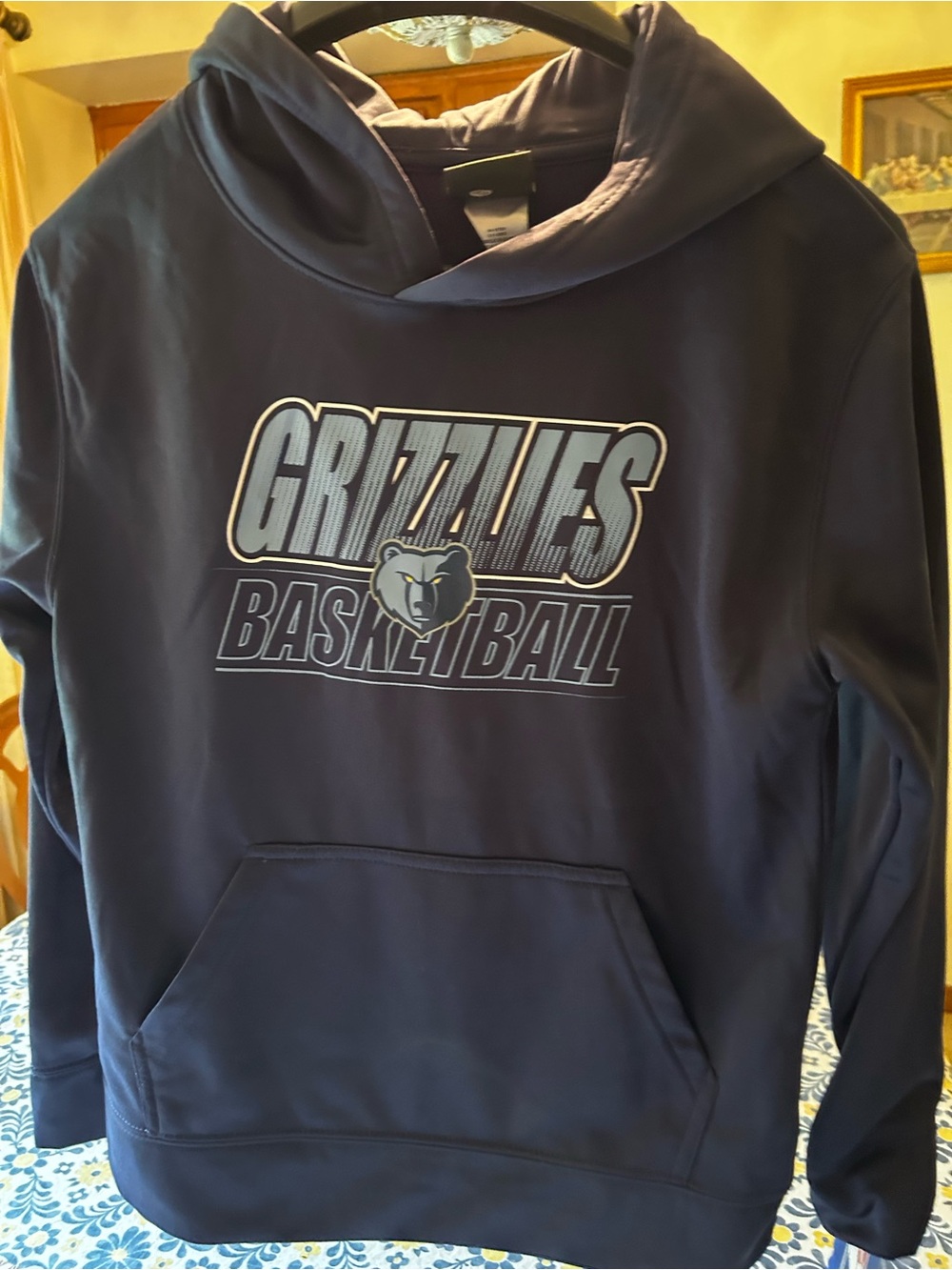 Youth NBA Official Standard Grizzlies Basketball Navy Hoodie - Size 10-12
